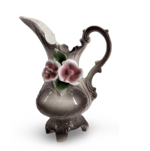 Capodimonte Tall Pitcher with 2 Roses | 14" H | Made in Italy | Vintage Capodimonte Tall Pitcher with 2 Roses | 14" H | Made in Italy | Vintage