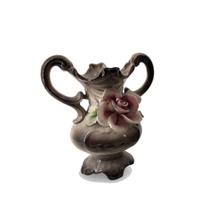 Nuova Capodimonte Rose Double Handle Vase | 8" H | Made in Italy | Vintage Nuova Capodimonte Rose Double Handle Vase | 8" H | Made in Italy | Vintage