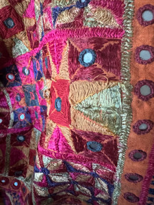 Antique Hand Created Bread Cloth | Mustard, Fuchsia, Blue & Teal | Plus 100 Years Old | Middle Eastern | Antique Antique Hand Created Bread Cloth | Mustard, Fuchsia, Blue & Teal | Plus 100 Years Old | Middle Eastern | Antique
