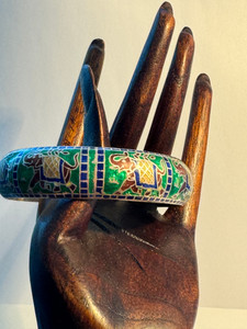 Cloisonné Hand Created Elephant Bangle Bracelet | Green | 925 Silver | NWT Cloisonné Hand Created Elephant Bangle Bracelet | Green | 925 Silver | NWT