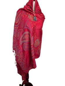Floral & Paisley Cashmere Scarf | Red Purple | 72" x 28" | NWT Floral & Paisley Cashmere Scarf | Red Purple | 72" x 28" | NWT