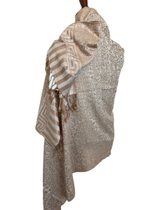 Gold Floral/Greek Key Cashmere Scarf | 72" x 28" | Made in Jerusalem | NWT Gold Floral/Greek Key Cashmere Scarf | 72" x 28" | Made in Jerusalem | NWT