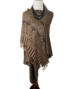 Black Floral/Greek Key Cashmere Scarf | 72" x 28" | Made in Jerusalem | NWT Black Floral/Greek Key Cashmere Scarf | 72" x 28" | Made in Jerusalem | NWT
