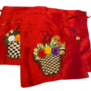 Red Embroidered Poly Silk Bag | NWT Red Embroidered Poly Silk Bag | NWT