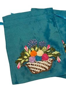 Teal Embroidered Poly Silk Bag | NWT Teal Embroidered Poly Silk Bag | NWT