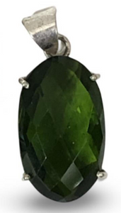 Dark Green Crystal Pendant Necklace | 1.5" Pendant | Vintage Dark Green Crystal Pendant Necklace | 1.5" Pendant | Vintage