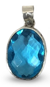 Bright Blue Crystal Pendant Necklace | 1" Pendant | Vintage Bright Blue Crystal Pendant Necklace | 1" Pendant | Vintage