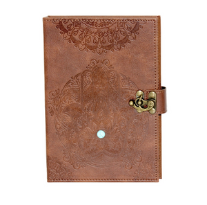 Hamsa Protector of the Evil Eye Leather Bound Journal | Turquoise Bead | Brass Closure | New Hamsa Protector of the Evil Eye Leather Bound Journal | Turquoise Bead | Brass Closure | New