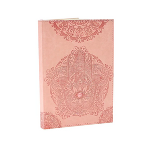 Hamsa Protector of the Evil Eye Leather Bound Journal | Rose Quartz Bead | New Hamsa Protector of the Evil Eye Leather Bound Journal | Rose Quartz Bead | New