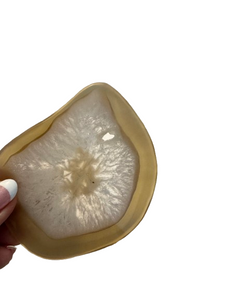 4x Agate Coasters | Mushroom Tan | Polished Edge | New 4x Agate Coasters | Mushroom Tan | Polished Edge | New