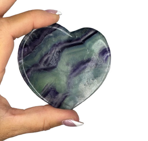 Rainbow Fluorite Heart Ring Dish | 3" D | New Rainbow Fluorite Heart Ring Dish | 3" D | New