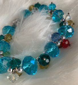 Multi Color Bright Blue Bead Bracelet | Vintage Multi Color Bright Blue Bead Bracelet | Vintage