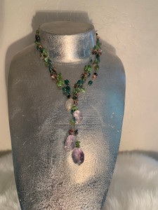 Quartz Multi-Color Stone Lariat Necklace