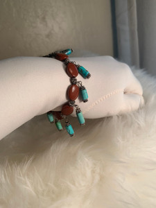 Turquoise Fringe with Stone Bracelet | Vintage Turquoise Fringe with Stone Bracelet | Vintage