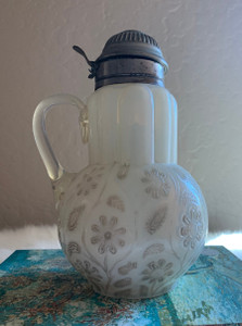 1890's Findlay Onxy Glass Pitcher with Metal Lid