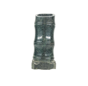 Asian Hand Carved Bamboo Vase | Solid Spinach Jade | Vintage Asian Hand Carved Bamboo Vase | Solid Spinach Jade | Vintage