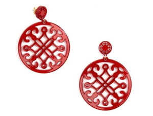 Premium-grade resin statement drop earring with cut-out design. Available in glitter colorways.