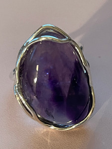 Amethyst Organic Stone with Silver Wrap