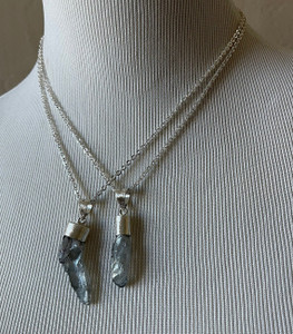 Natural Gray Crystal and Brushed Silver Pendant Necklace | Includes Chain | NWT Natural Gray Crystal and Brushed Silver Pendant Necklace | Includes Chain | NWT