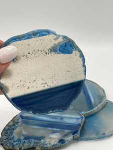 Blue Agate 3.5" 4 piece coaster set Blue Agate 3.5" 4 piece coaster set