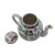 China Floral Tea Pot with Bamboo Handle | Made in Macau | Antique China Floral Tea Pot with Bamboo Handle | Made in Macau | Antique