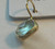 Aquamarine Diamond Shape Earrings Surrounded in Gold | 1" Dangle Drop | NWT