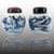 Antique Chinese 2 Pot Set | Blue & White Pottery | Wood Lids Antique Chinese 2 Pot Set | Blue & White Pottery | Wood Lids