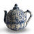 Spongeware Teapot Squat Blue and White | 8" | Antique Spongeware Teapot Squat Blue and White | 8" | Antique
