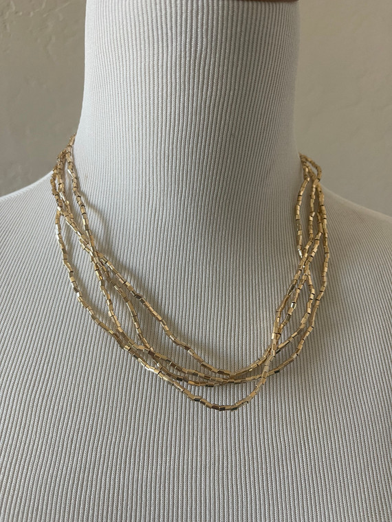 Super Long Brushed Gold Beaded Necklace. New Boutique Collection