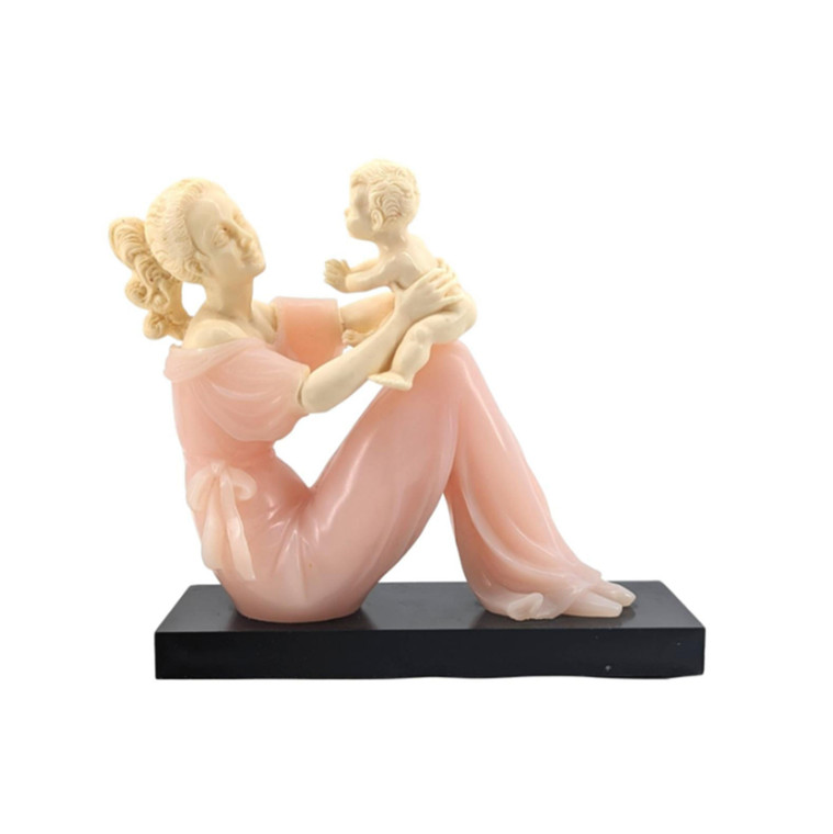 Bianchi Mother and Child in Pink Resin | On Stand | Vintage