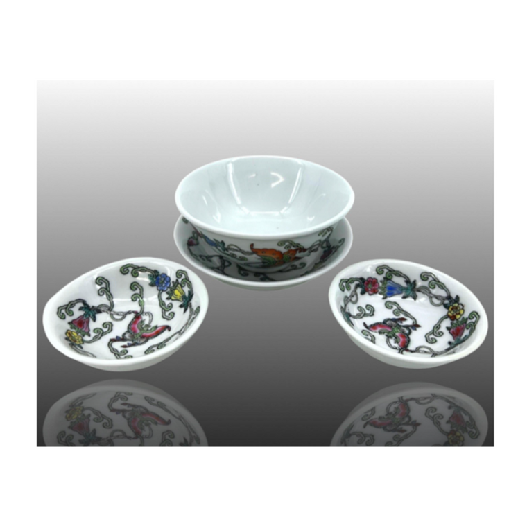 4x Chinese Famille Porcelain Bowl Set | Republic Period Style | Antique/Vintage