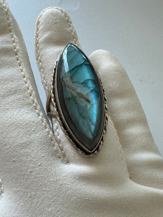 Marquise Labradorite Ring | Sterling Silver | Size 7.5 | NWT