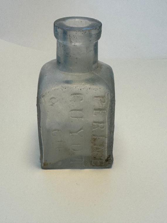 Perlne Guyot & GLF | Square Frosted Glass Bottle | Antique