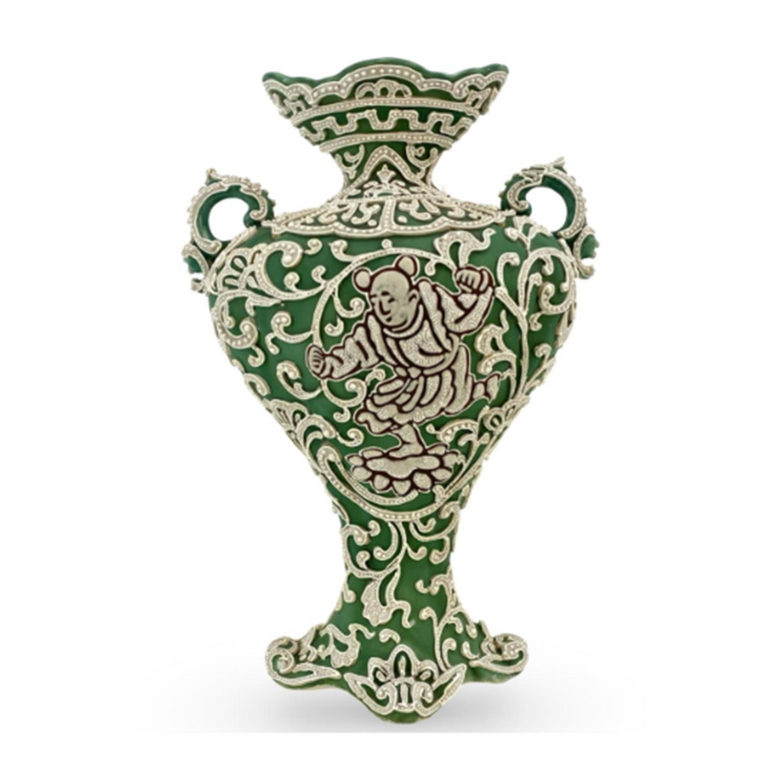 Nippon Green Pottery Porcelain Moriage Vase | Vintage