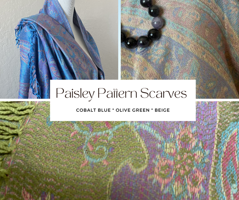 Paisley 100% Cashmere Long Rectangular Scarf | Various Colors | NWT