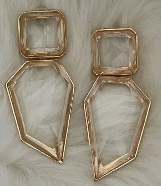 3D Crystal and Gold Earrings | NWT