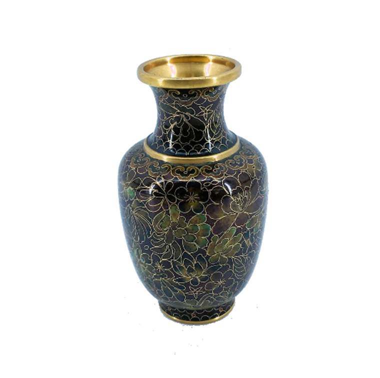 Brown Flower Cloisonné Vase | 5.25" H | Vintage