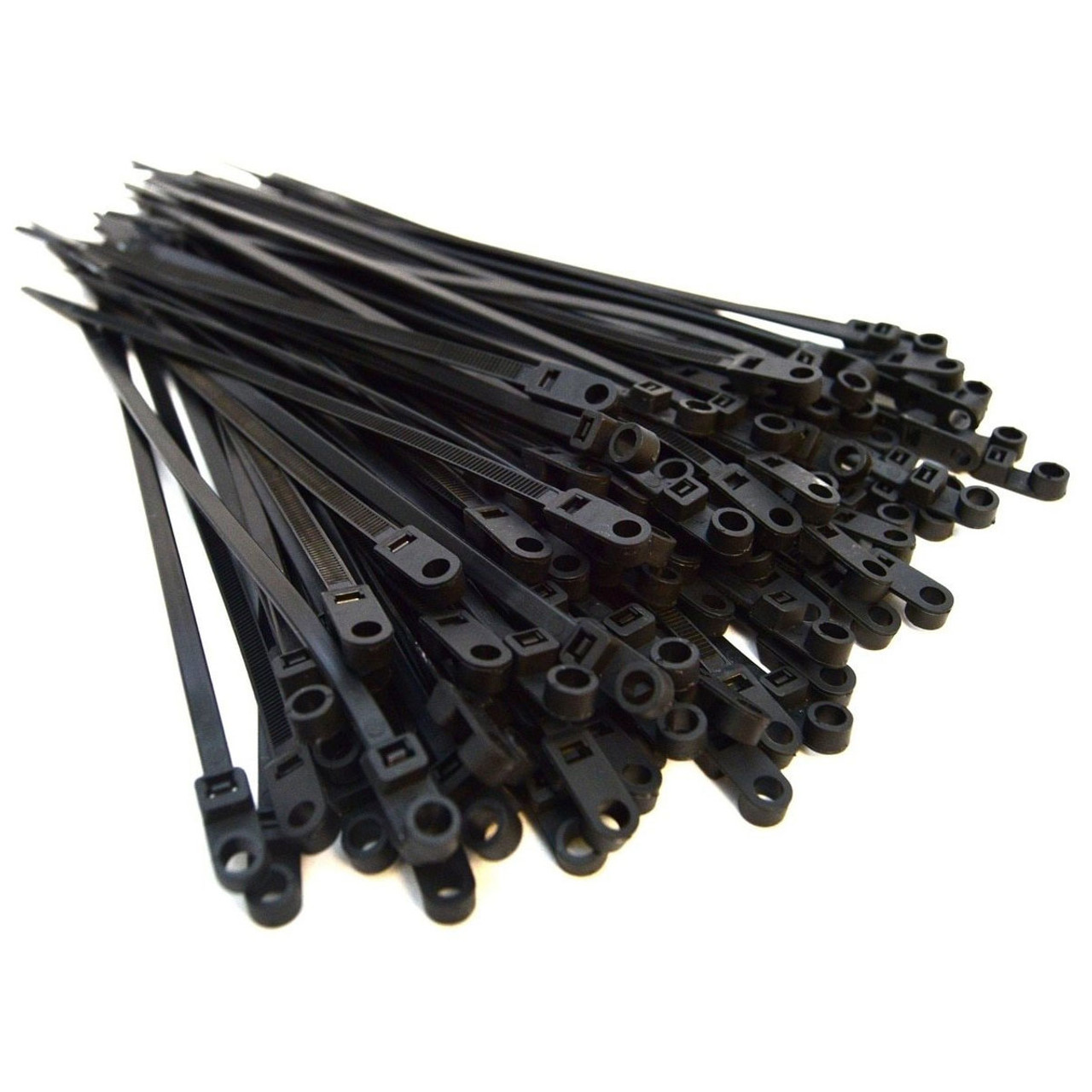 1000 Pieces 8" Screw Down Nylon Cable Zip Ties Mounting Hole 50 Lbs Test  Black - Best Connections