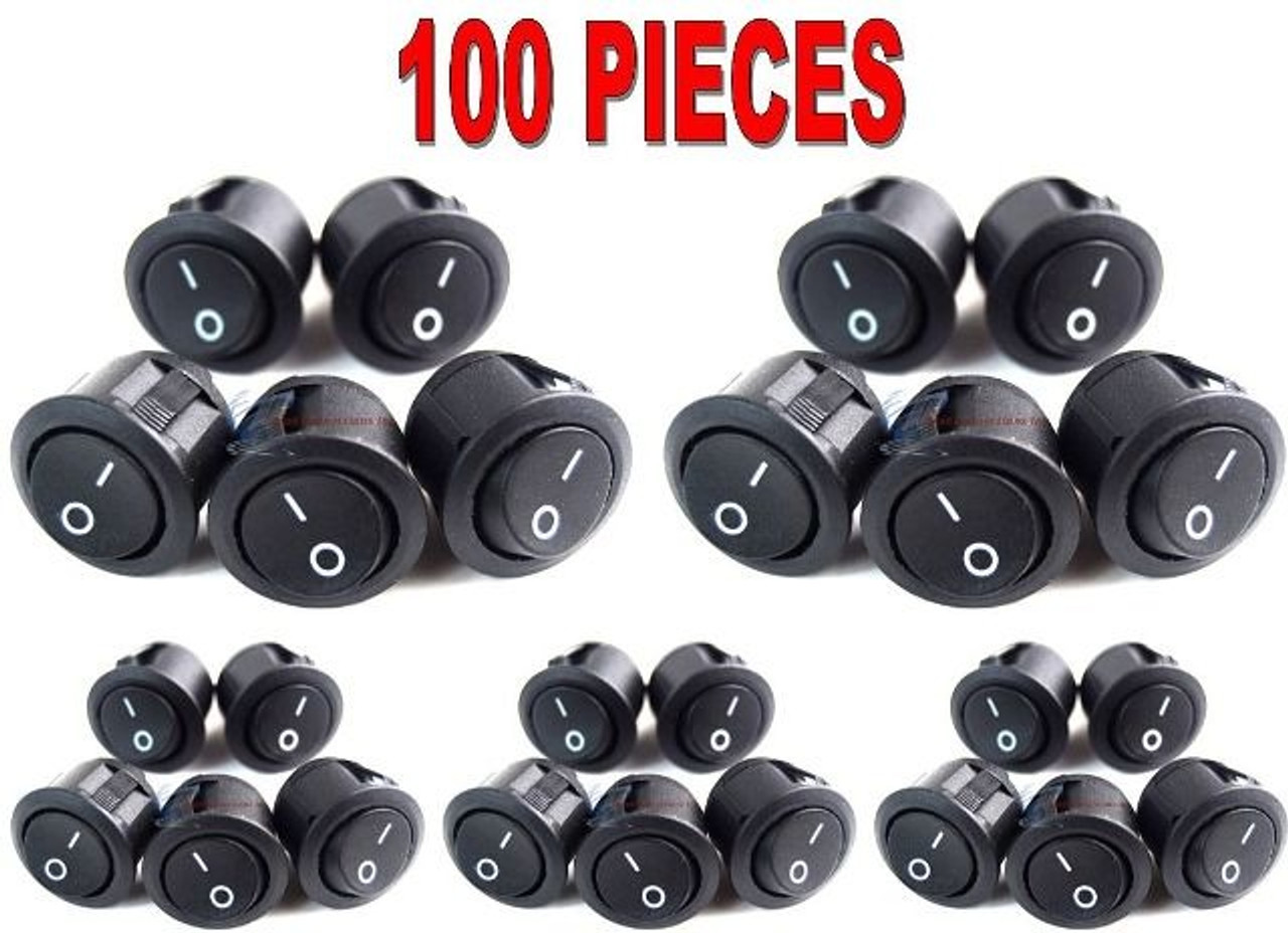 100 Pcs Black Rocker Switches 12 Volt On/Off Toggle Car Audio Power Fog  Light