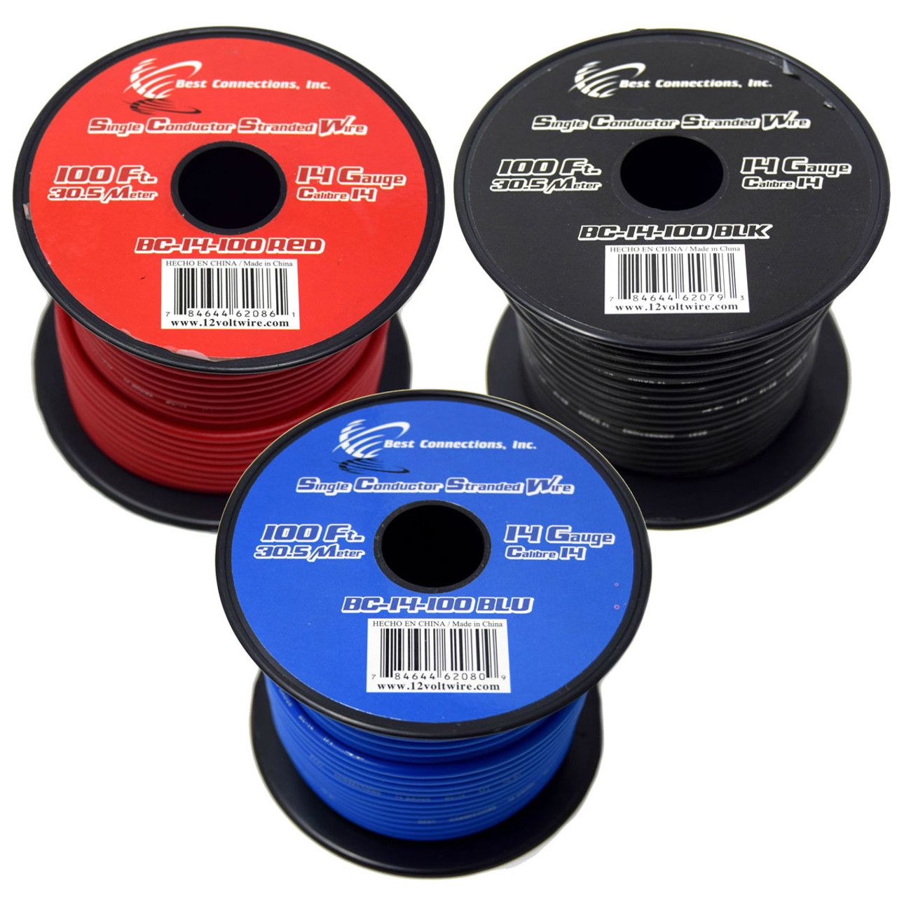 3 Spools 100 Feet 14 Gauge Power Remote Wire Cable Stranded Car