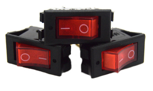 3 pack 12 Volt Lightning RED LED Rocker Mini Switch On Off Car Automotive
