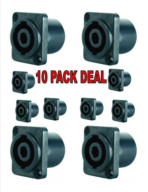 10) FEMALE SPEAKON SPEAKER CABLE 4 WIRE PANEL MOUNT AUDIO CONNECTORS TOTAL OF 10