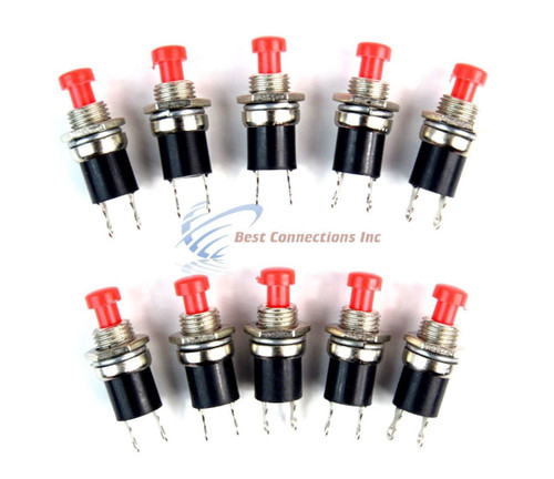 Mini Push Button SPST Momentary N/O Switch Red 2 Pins 10 Pack NB-602