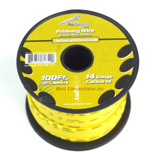 14 GA gauge 100' Feet Yellow Audiopipe Car Audio Home Primary Wire Remote Cable
