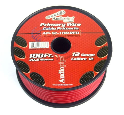 12 GA gauge 100' Red Audiopipe Car Audio Home Primary Wire