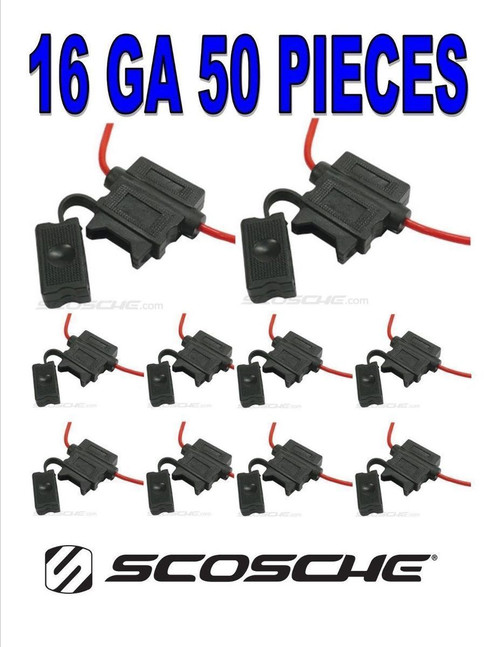 50 Pieces 16 Gauge ATC Blade Heavy Duty Fuse Holder Car Audio 12 Volt Automotive