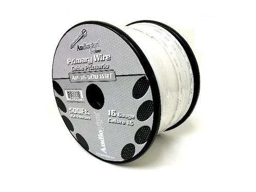 Audiopipe 500' Feet 16 Gauge White Primary Remote Wire Car Power Cable