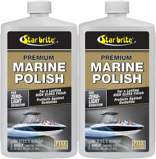 StarBrite Premium Marine Polish - Maximum UV Protection & High Gloss Finish - UV Inhibitors Stop Fading, Chalking & Oxidation While Repelling Water, Stains & Marine Deposits - 2 Pack