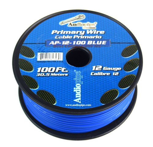 12 Gauge 100 Feet Blue Audiopipe Car Audio Home Primary Remote Wire