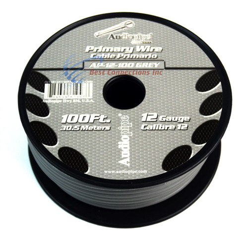 12 GA gauge 100' Gray Audiopipe Car Audio Home Primary Wire